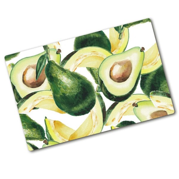 Glass chopping board An avocado