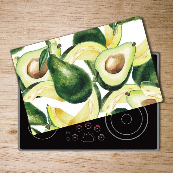 Glass chopping board An avocado