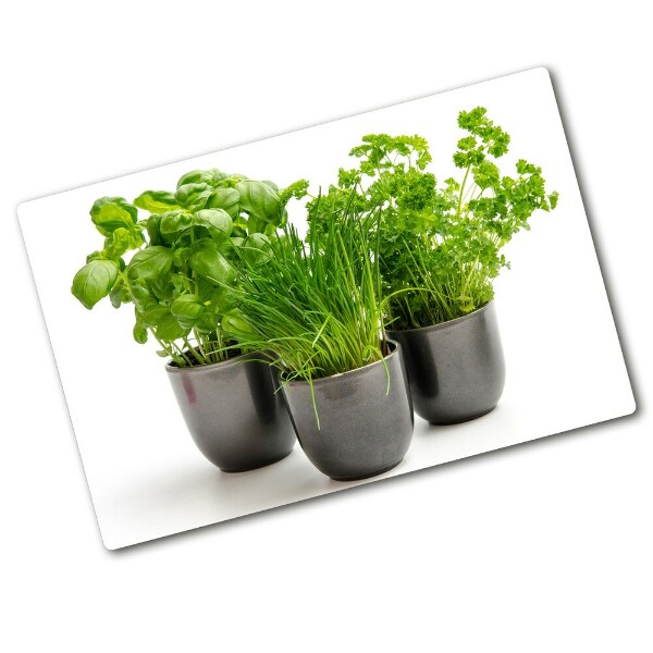 Chopping board Herbs in pots