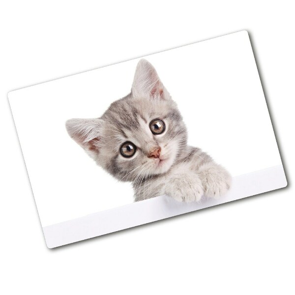 Glass chopping board Gray cat