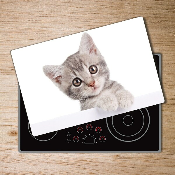 Glass chopping board Gray cat