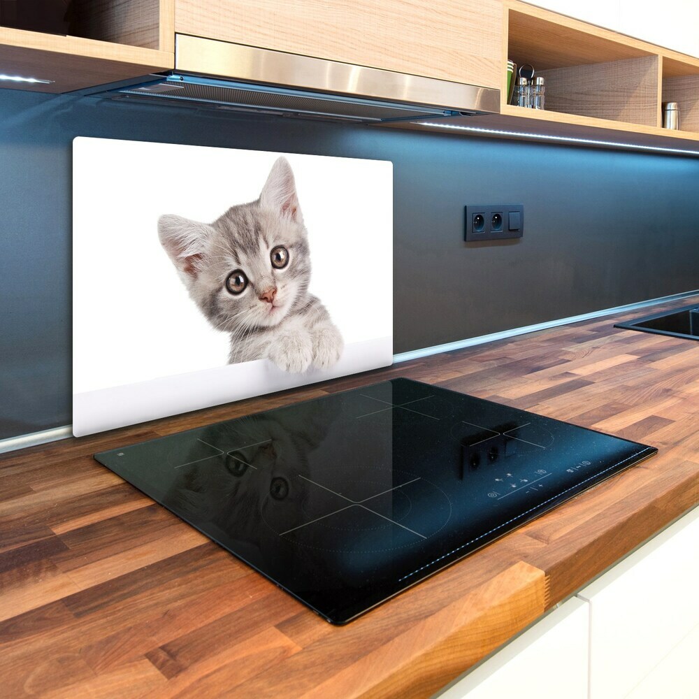 Glass chopping board Gray cat