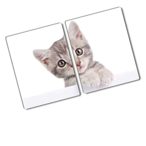 Glass chopping board Gray cat