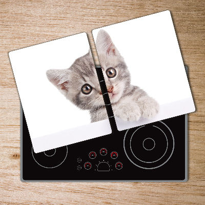 Glass chopping board Gray cat