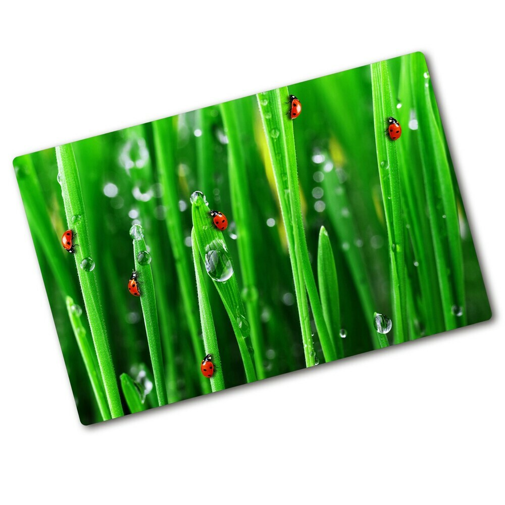 Glass chopping board Ladybugs on the grass