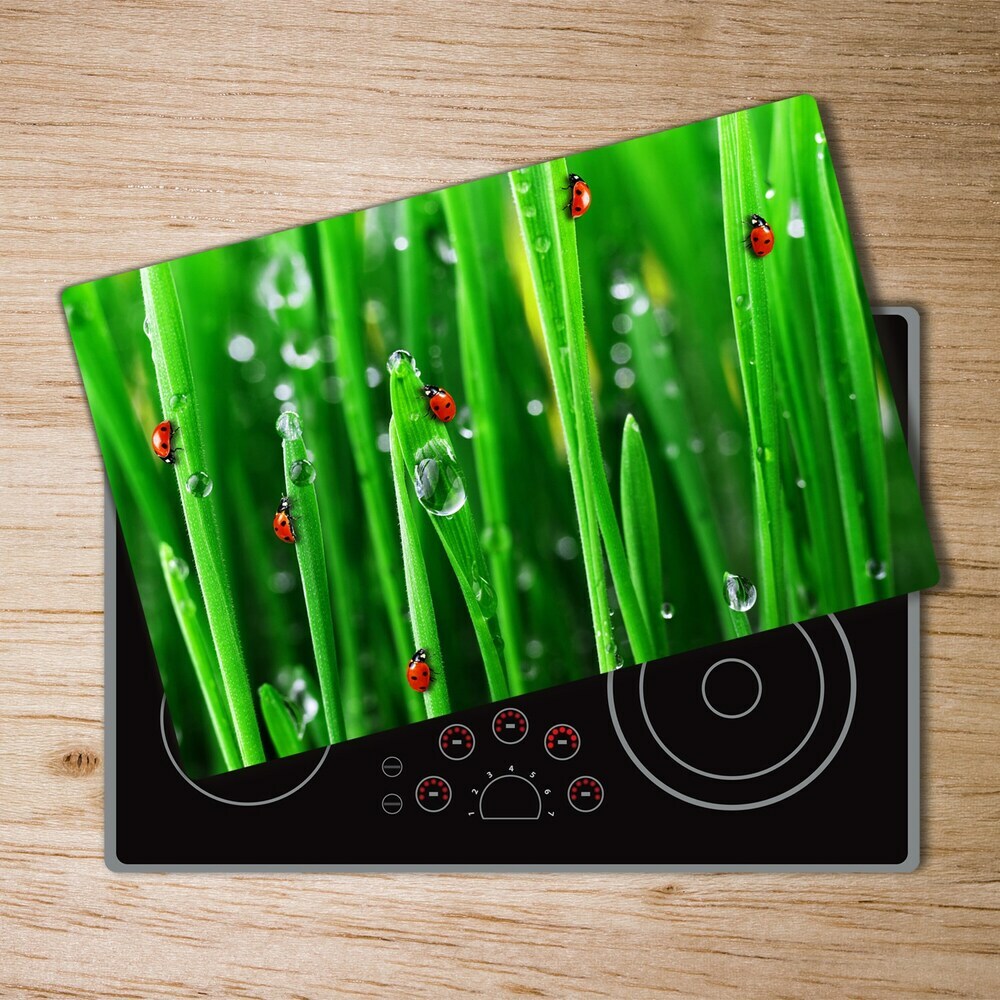 Glass chopping board Ladybugs on the grass