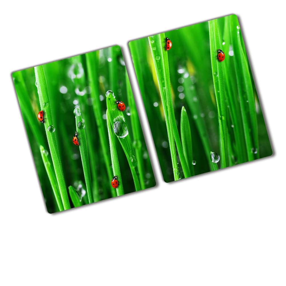 Glass chopping board Ladybugs on the grass