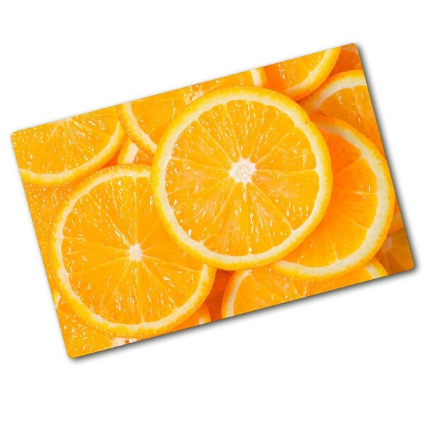 Glass chopping board Slices of orange