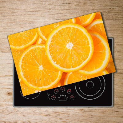 Glass chopping board Slices of orange