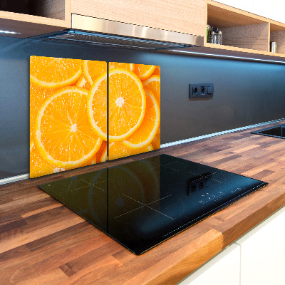 Glass chopping board Slices of orange