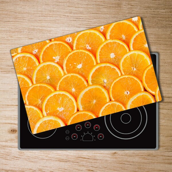 Chopping board glass Slices of orange