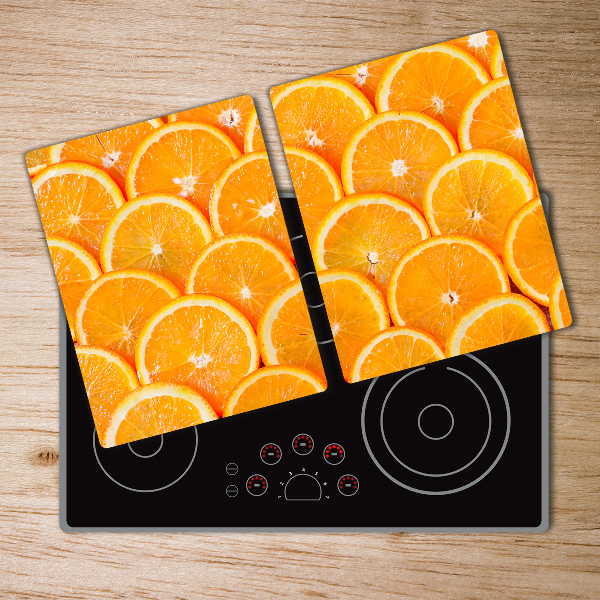 Chopping board glass Slices of orange