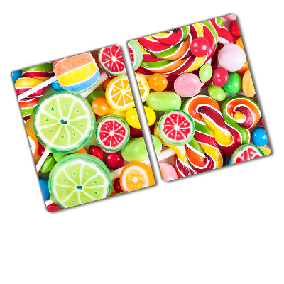 Chopping board glass Colorful candies