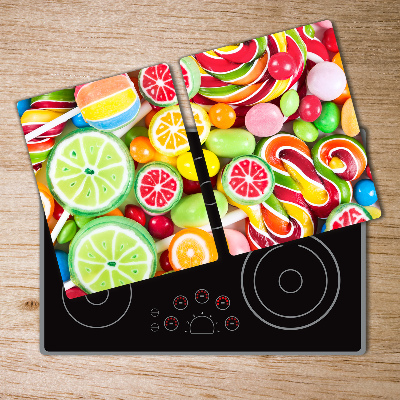 Chopping board glass Colorful candies