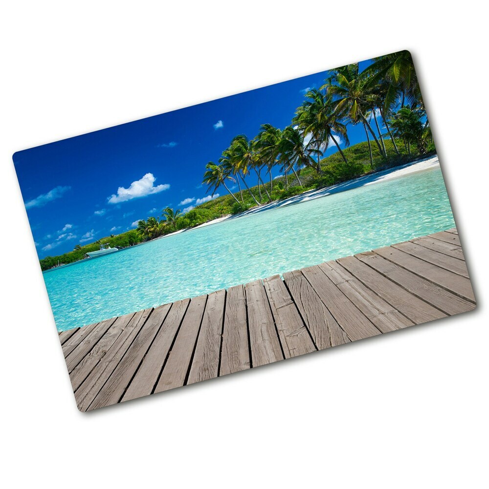 Chopping board glass Tropical beach