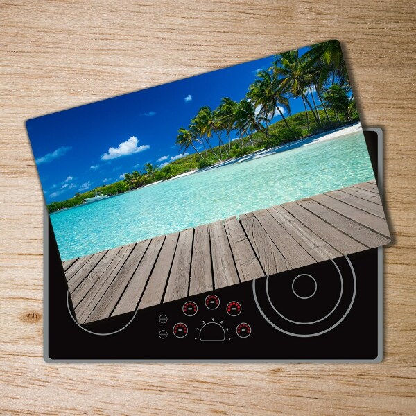 Chopping board glass Tropical beach