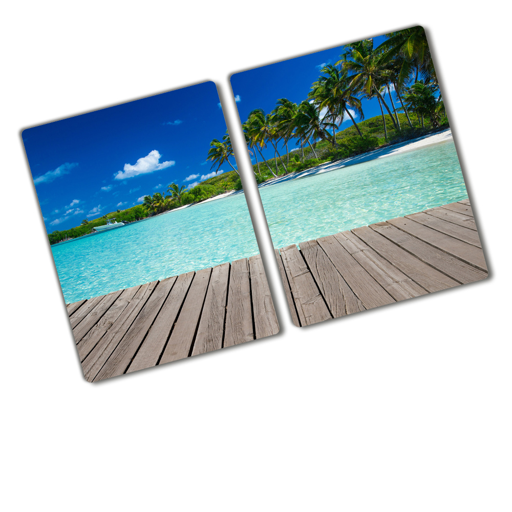 Chopping board glass Tropical beach