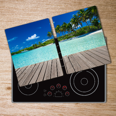 Chopping board glass Tropical beach