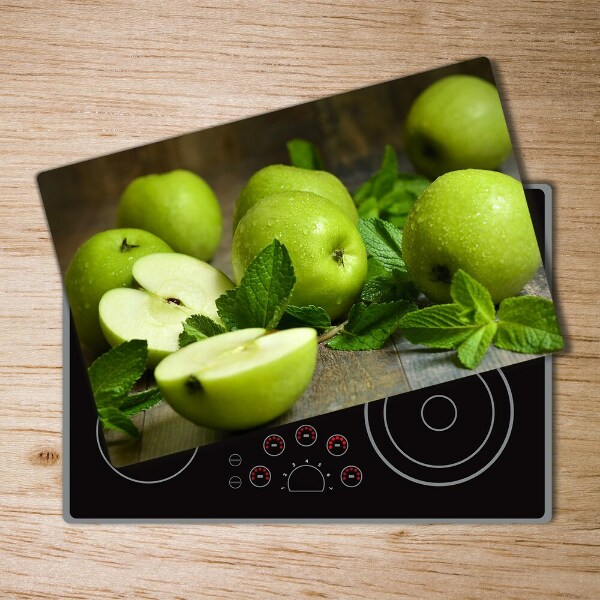 Chopping board glass Green apples