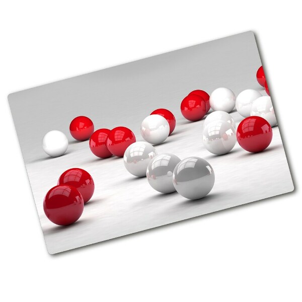 Chopping board glass Red and white balls