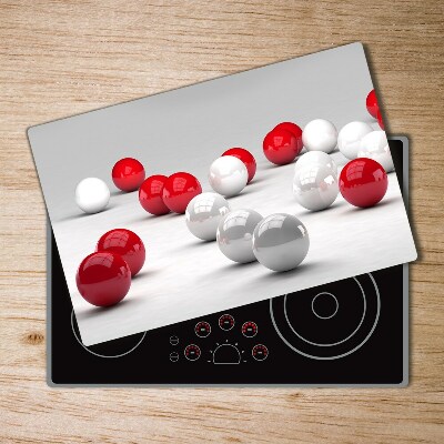 Chopping board glass Red and white balls