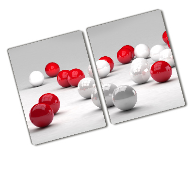 Chopping board glass Red and white balls