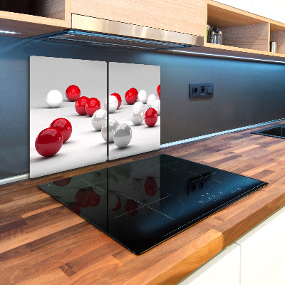 Chopping board glass Red and white balls