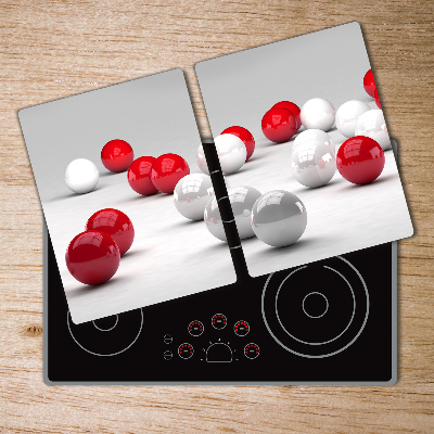 Chopping board glass Red and white balls