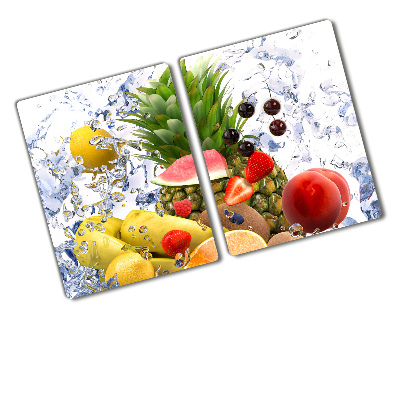 Chopping board glass Fruit and water