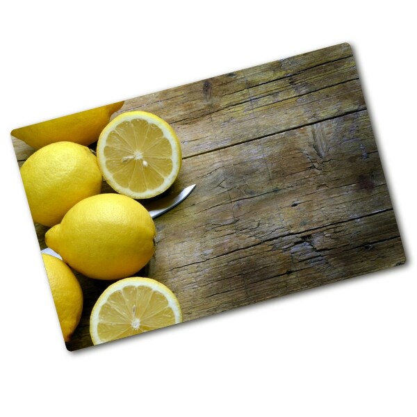 Chopping board Lemons on wood