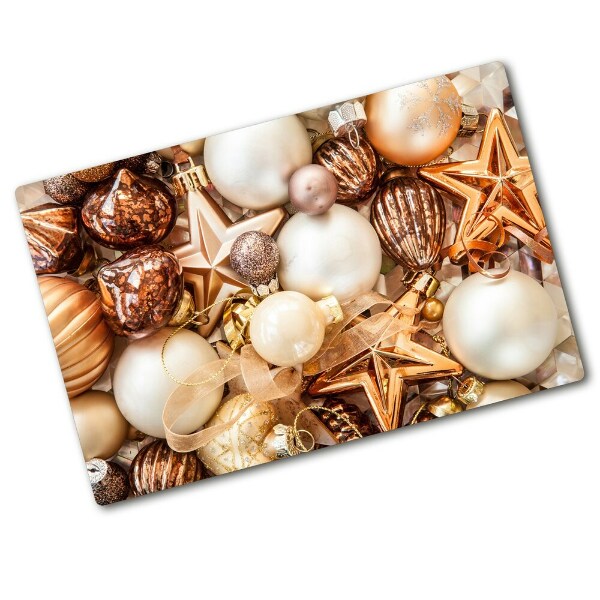 Chopping board glass Christmas baubles