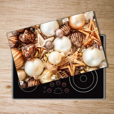 Chopping board glass Christmas baubles