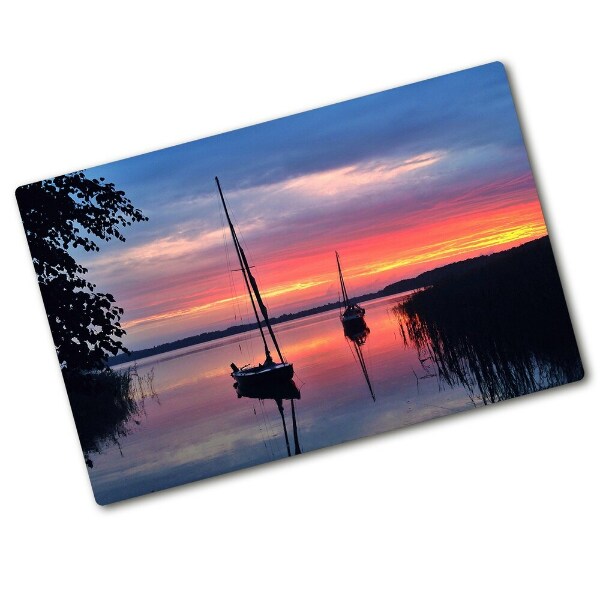 Chopping board glass Sailboats about the west