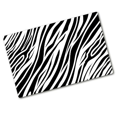 Chopping board glass Zebra background