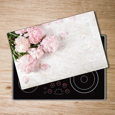 Glass chopping board Peonies