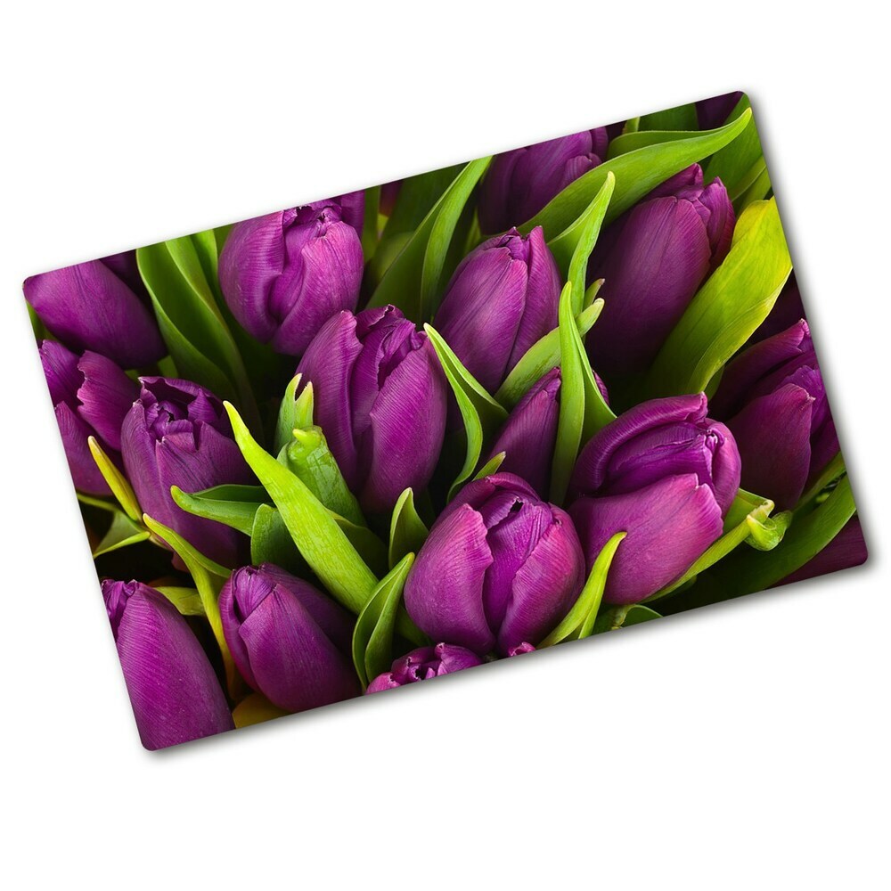 Glass chopping board Violet tulips