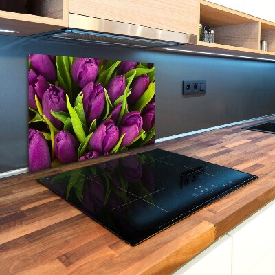 Glass chopping board Violet tulips