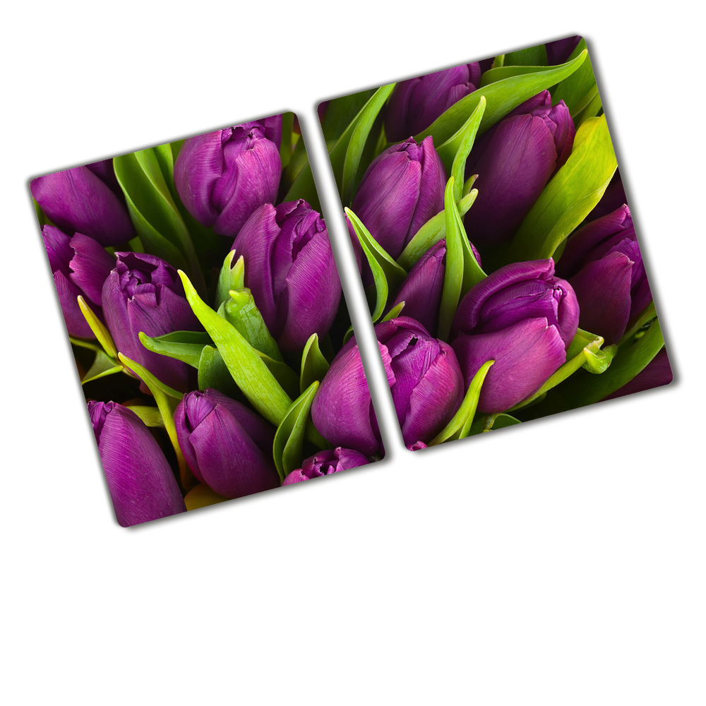 Glass chopping board Violet tulips