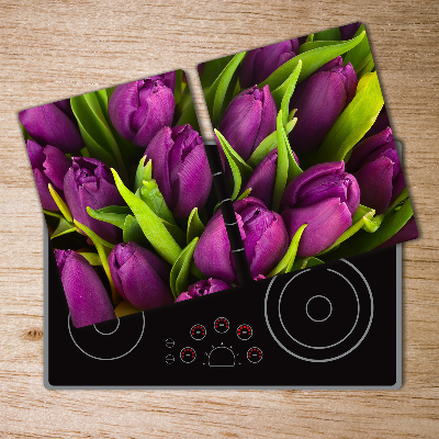 Glass chopping board Violet tulips