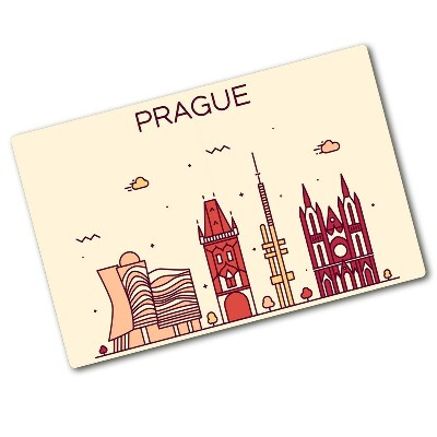 Chopping board glass Prague Maps and Flag buildings