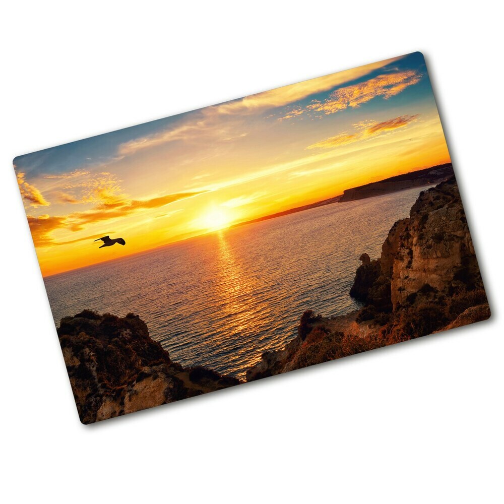 Chopping board glass Sunset sea