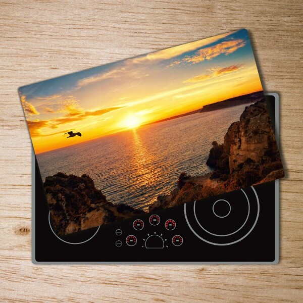 Chopping board glass Sunset sea