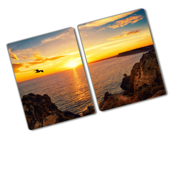 Chopping board glass Sunset sea