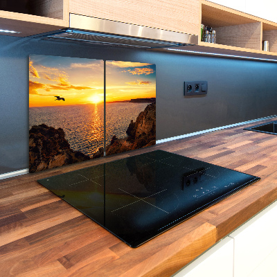 Chopping board glass Sunset sea