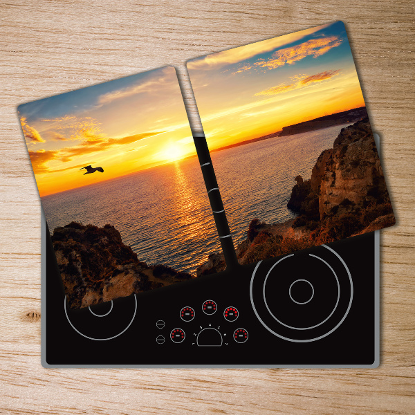 Chopping board glass Sunset sea