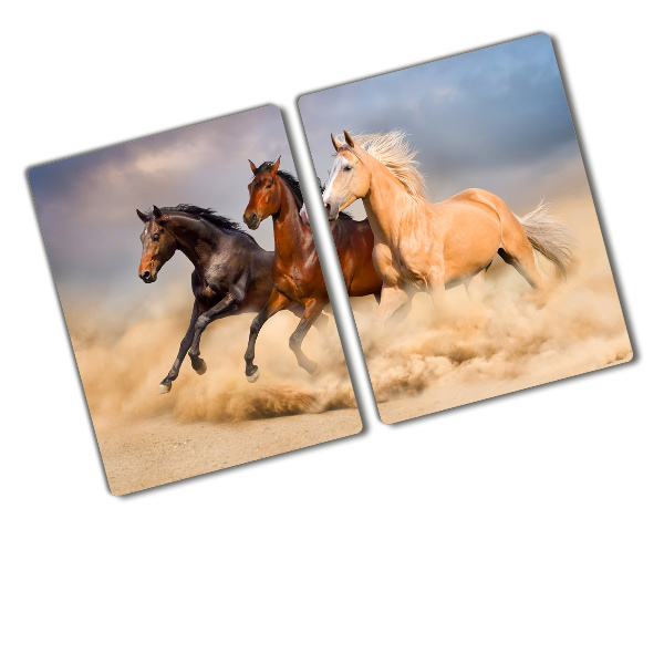 Glass chopping board Horses at gallop