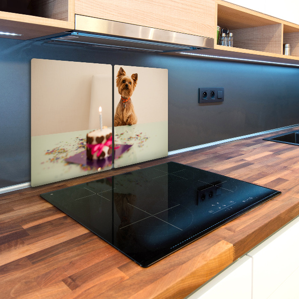 Glass chopping board Dog with a cake