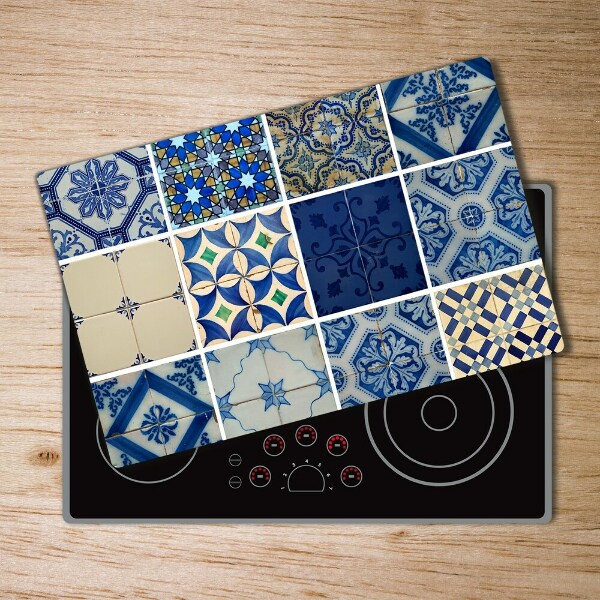 Glass chopping board Portuguese tiles