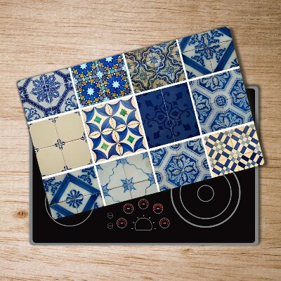 Glass chopping board Portuguese tiles