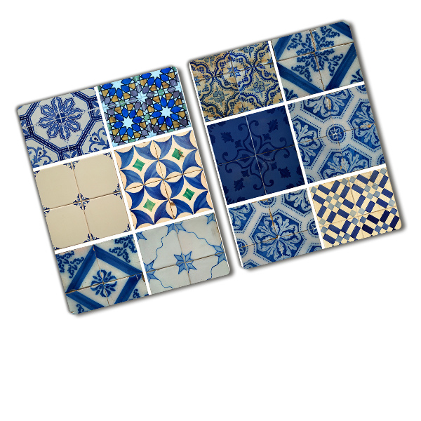 Glass chopping board Portuguese tiles